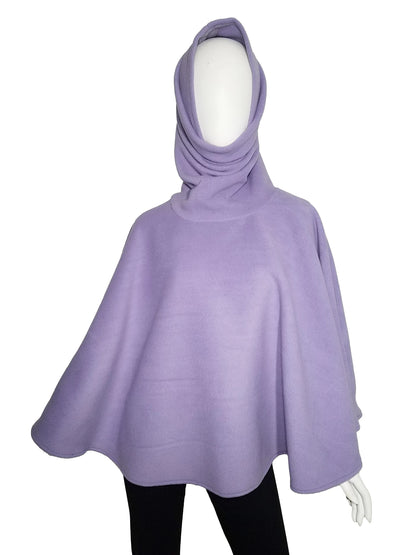 Fleece cowl neck poncho with convertible hood
