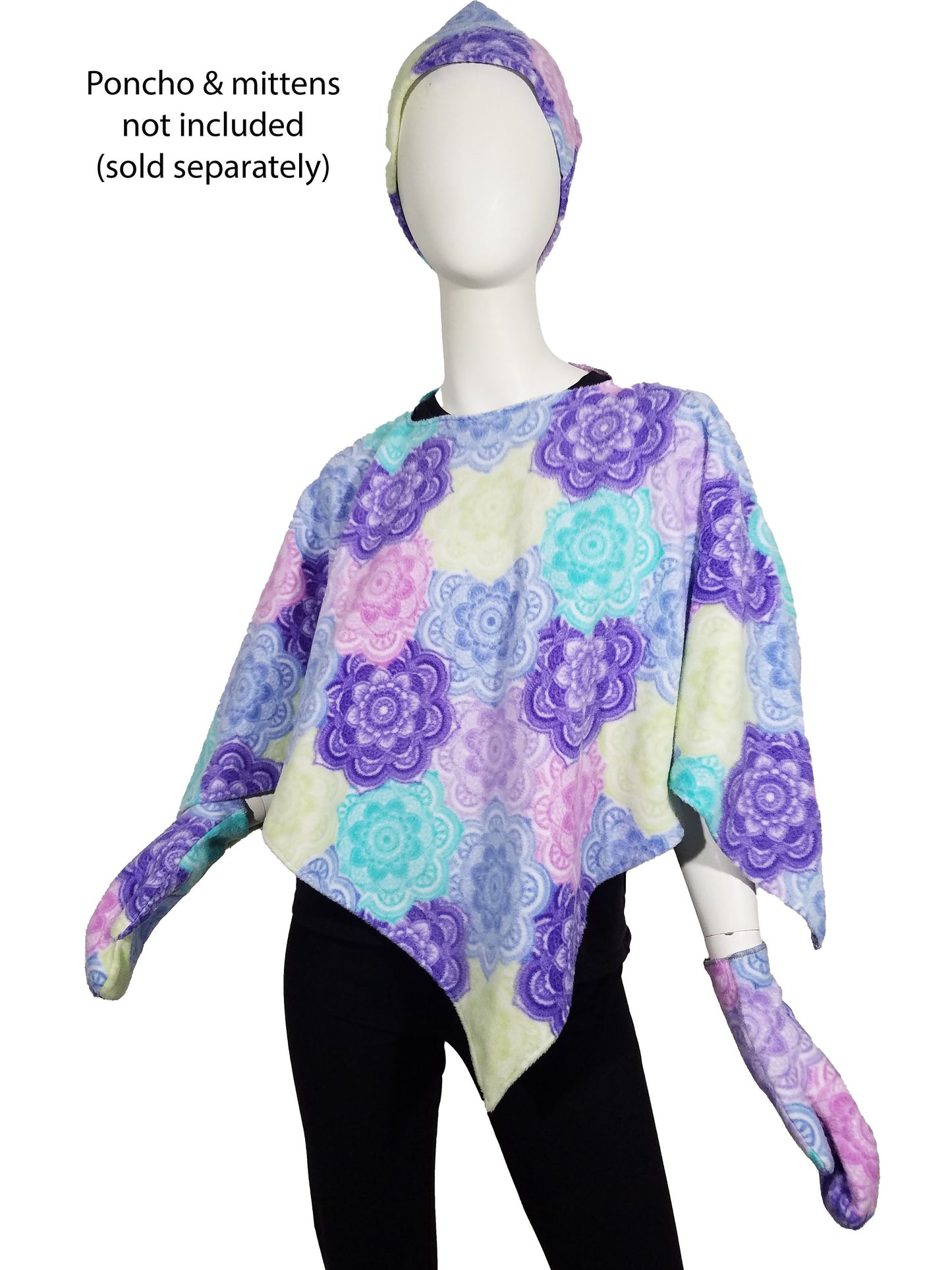 Adult hat- pastel floral plush fleece (size: small to medium)
