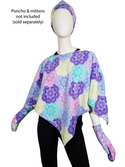 Adult hat- pastel floral plush fleece (size: small to medium)