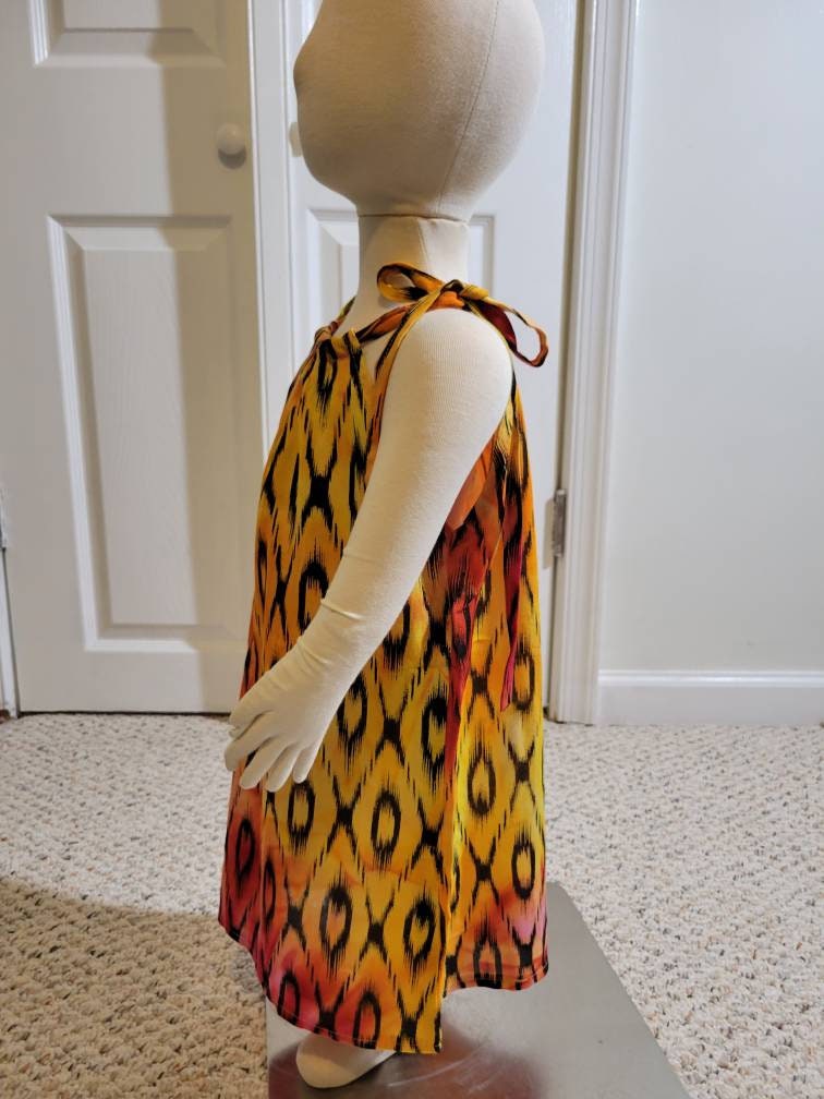 Girl's 12-18 months pillowcase dress black and orange soft cotton
