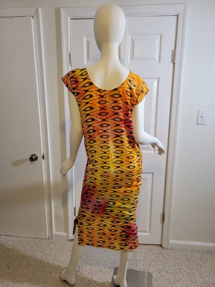 Sleeveless summer dress- black and orange (size US 8)