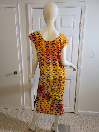 Sleeveless summer dress- black and orange (size US 8)