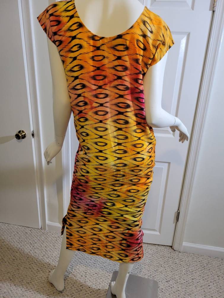 Sleeveless summer dress- black and orange (size US 8)