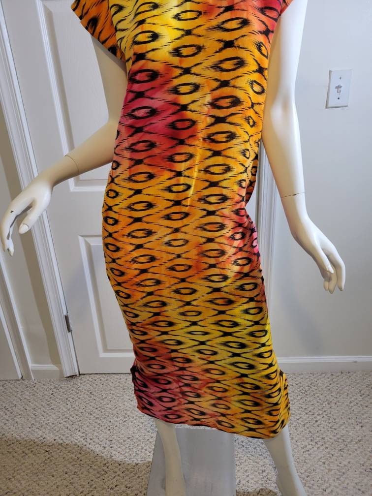 Sleeveless summer dress- black and orange (size US 8)