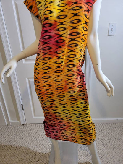 Sleeveless summer dress- black and orange (size US 8)