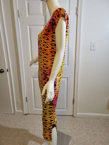 Sleeveless summer dress- black and orange (size US 8)