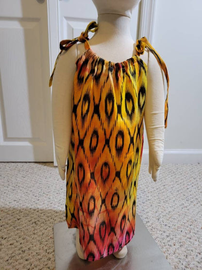 Girl's 12-18 months pillowcase dress black and orange soft cotton