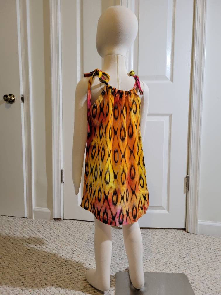 Girl's 12-18 months pillowcase dress black and orange soft cotton