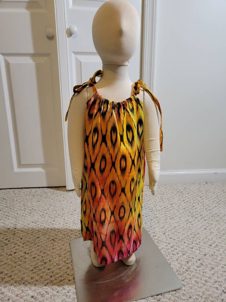 Girl's 12-18 months pillowcase dress black and orange soft cotton