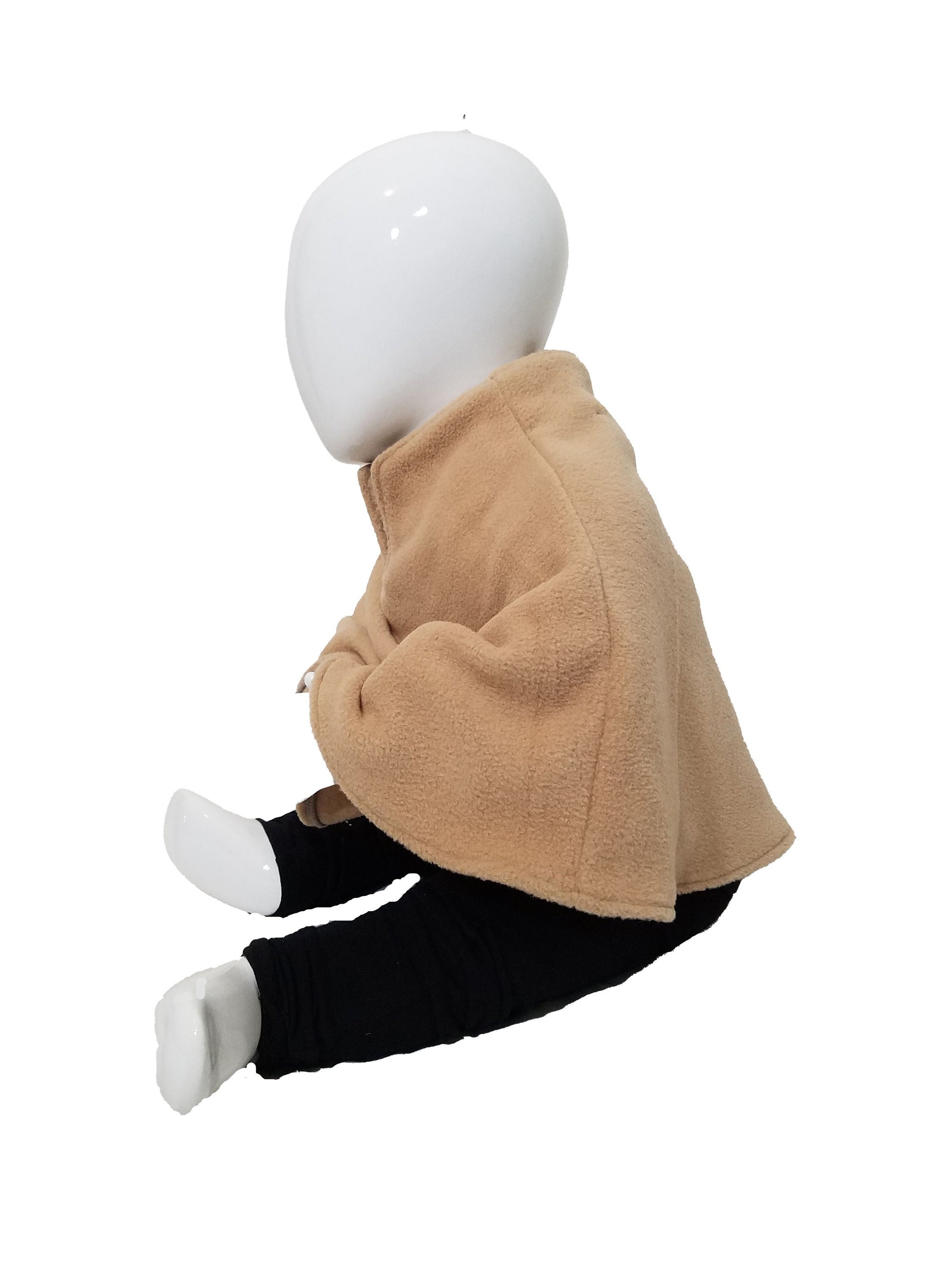 Cozy baby poncho- camel plush fleece (size: 12-24 months)