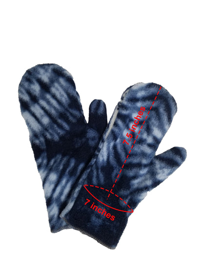 Adult mittens- blue snowflake plush fleece (size: small to large)