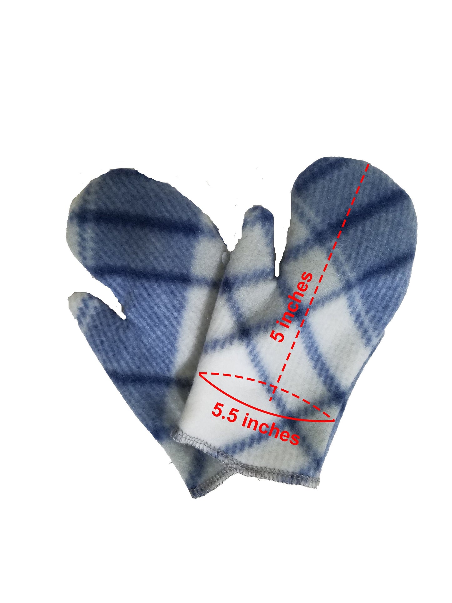 Toddler mittens- blue and white plaid fleece