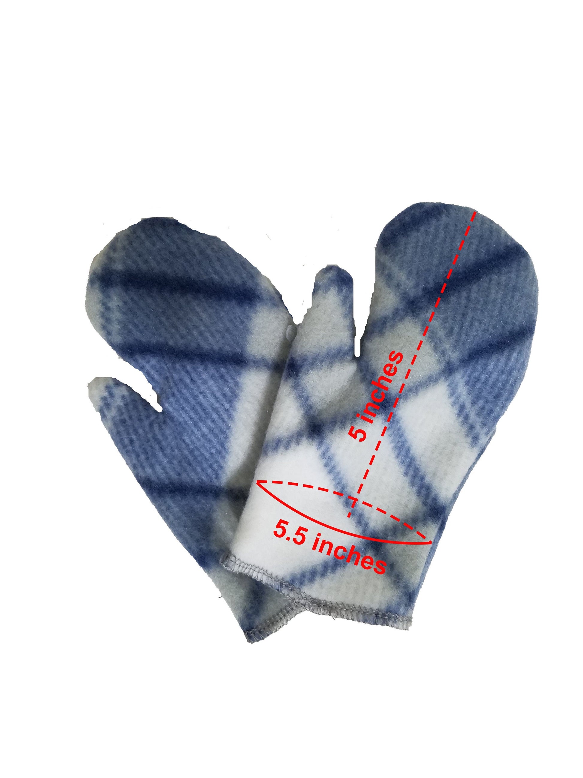 Toddler mittens- blue and white plaid fleece