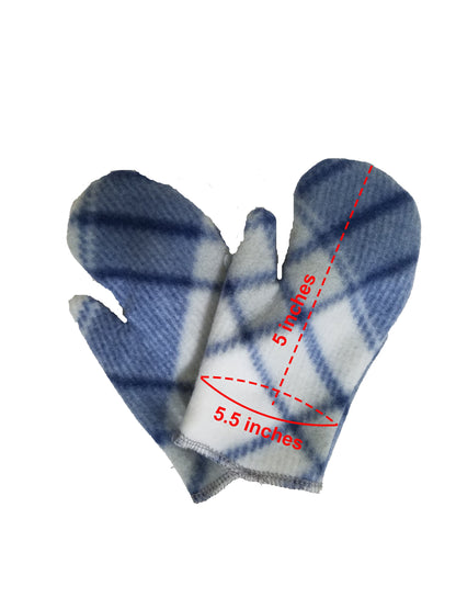 Toddler mittens- blue and white plaid fleece