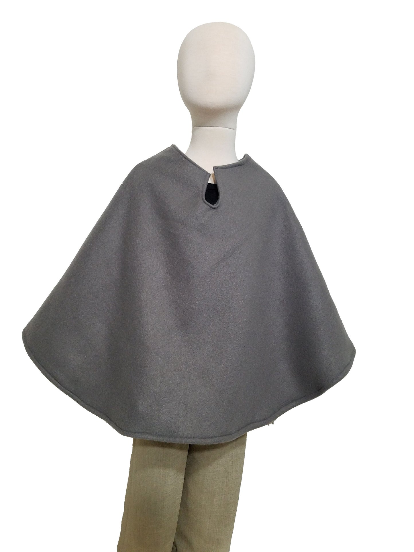 Poncho- child; steel gray plush anti-pill fleece (size 4T - 6 years)