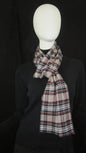 Flannel scarf in plaid black, red and light brown
