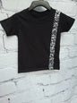 Kid's 3T T-shirt unisex black with black white cotton band