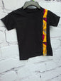 Kid's 3T ankara T-shirt unisex black with burnt yellow African print kitenge band