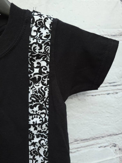 Kid's 3T T-shirt unisex black with black white cotton band