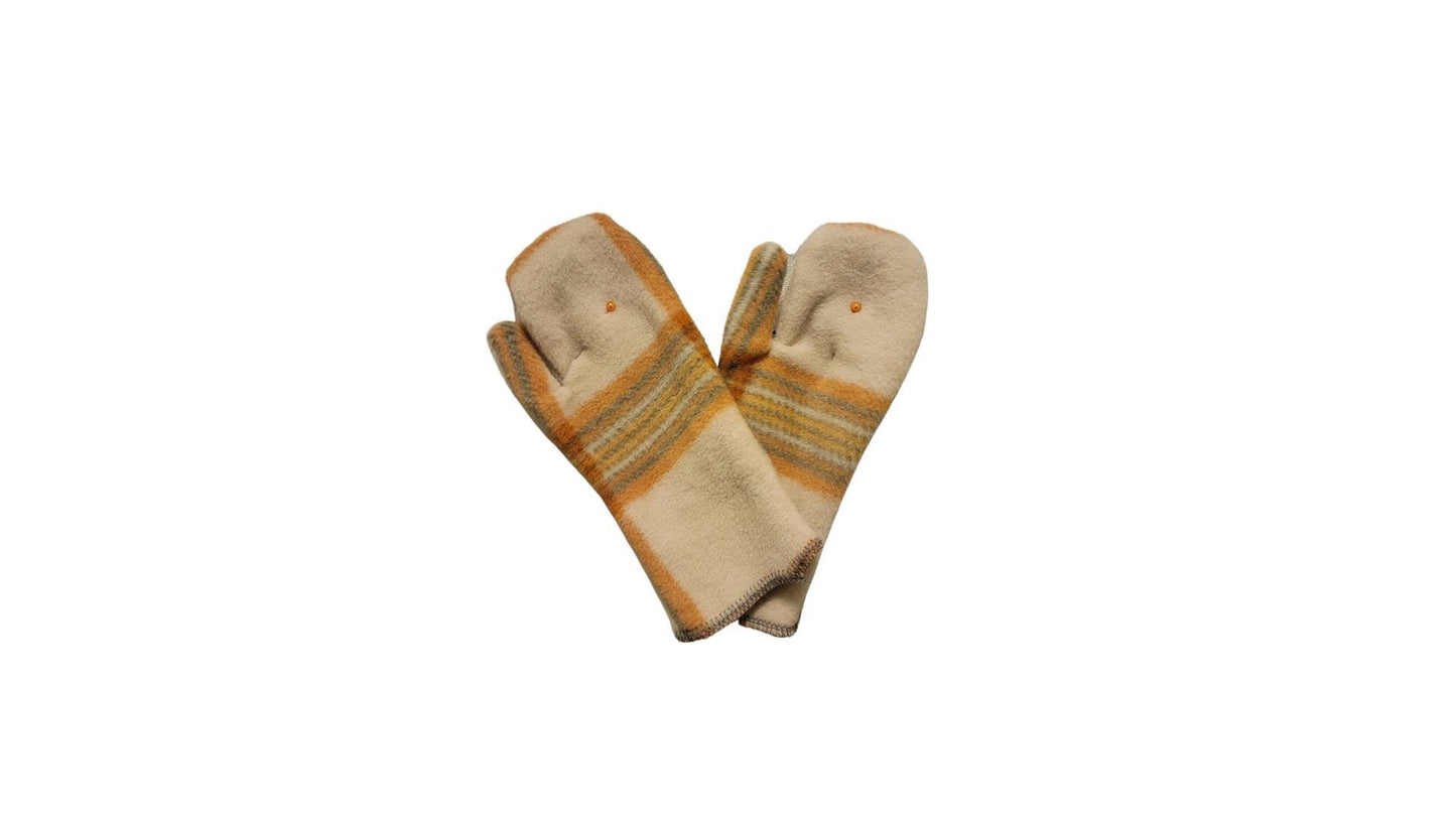 Children's Mittens plaid on camel background