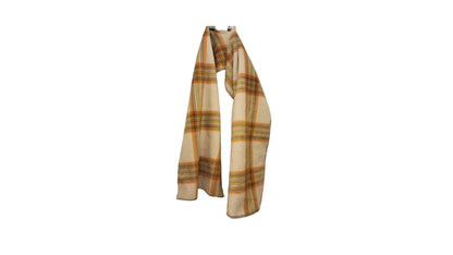 Scarf- child; plaid on camel background plush anti-pill fleece (size: up to 10 year old)