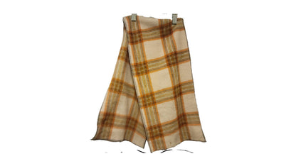 Scarf- child; plaid on camel background plush anti-pill fleece (size: up to 10 year old)