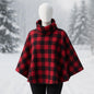 Poncho- cowl neck (converts to hood) red checkered (one size fits most)