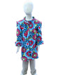 Girl's 4T fleece coat 3/4 length- floral blue pattern