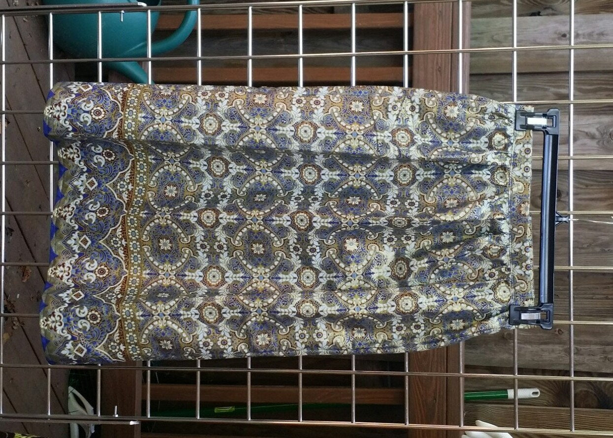 Girl's ankara skirt full length flowered blue and gold African wax print cotton (child size 10)