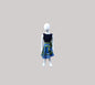 Girl's 2T ankara skirt flared blue/green African print with side belt cotton