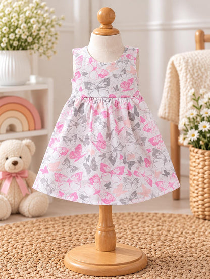 Pink & Gray Butterfly Sundress – 0 to 3 month