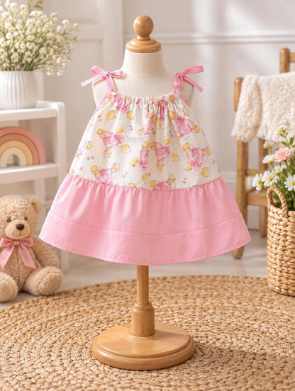 Pink elephants toddler pillowcase dress-9 to 12 month