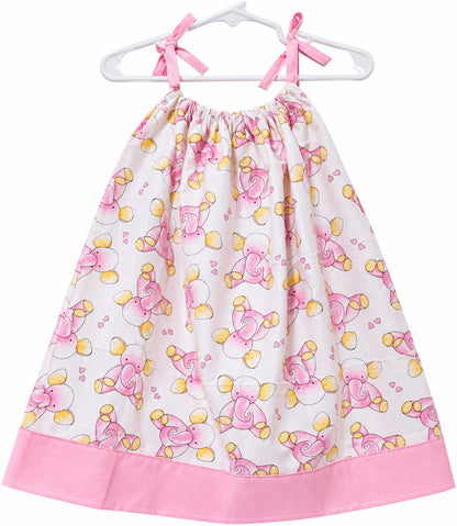Pink elephants toddler pillowcase dress-3T